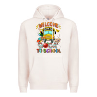 Pale Pink welcome back to school with school bus Premium Hoodie - NancyCooperArtShop