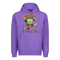 Purple welcome back to school with school bus Premium Hoodie - NancyCooperArtShop