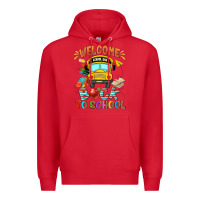 Red welcome back to school with school bus Premium Hoodie - NancyCooperArtShop