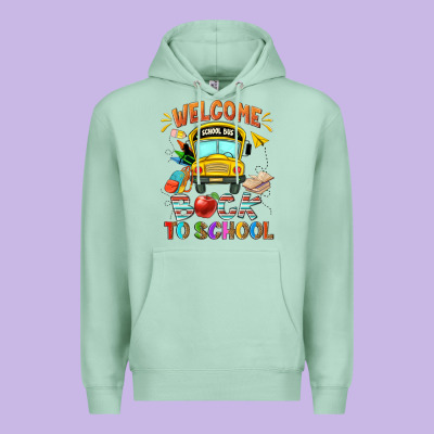 Welcome Back To School With School Bus Premium Hoodie Designed By Nancycooperartshop