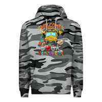 Slate Camo welcome back to school with school bus Premium Hoodie - NancyCooperArtShop