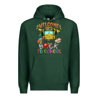 Sports Green welcome back to school with school bus Premium Hoodie - NancyCooperArtShop