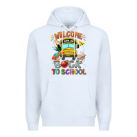 White welcome back to school with school bus Premium Hoodie - NancyCooperArtShop
