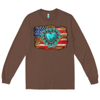Chestnut American flag leopard turquoise gemstone Long Sleeve Tee - Neo Western