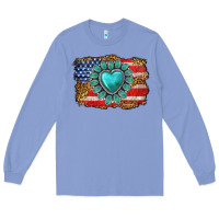 Colony Blue American flag leopard turquoise gemstone Long Sleeve Tee - Neo Western