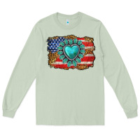 Matcha American flag leopard turquoise gemstone Long Sleeve Tee - Neo Western