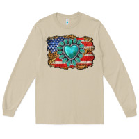 Mushroom American flag leopard turquoise gemstone Long Sleeve Tee - Neo Western