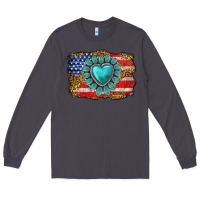American Flag Leopard Turquoise Gemstone Long Sleeve Tee | Teevron