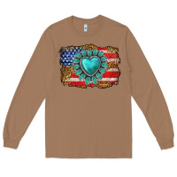 Toasted Coconut American flag leopard turquoise gemstone Long Sleeve Tee - Neo Western