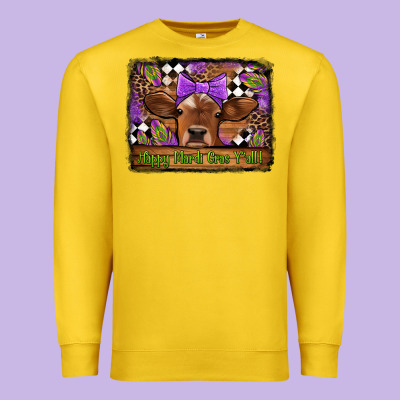 Happy Mardi Gras Y'all Cow Premium Sweatshirt Designed By Jasminsmagicworld
