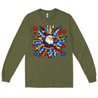Army Green American flag sunflower Long Sleeve Tee - Neo Western