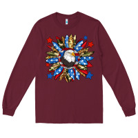 Burgundy American flag sunflower Long Sleeve Tee - Neo Western
