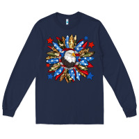 Navy American flag sunflower Long Sleeve Tee - Neo Western