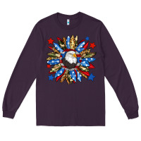 Plum American flag sunflower Long Sleeve Tee - Neo Western