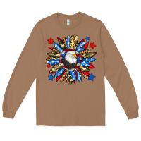 Toasted Coconut American flag sunflower Long Sleeve Tee - Neo Western