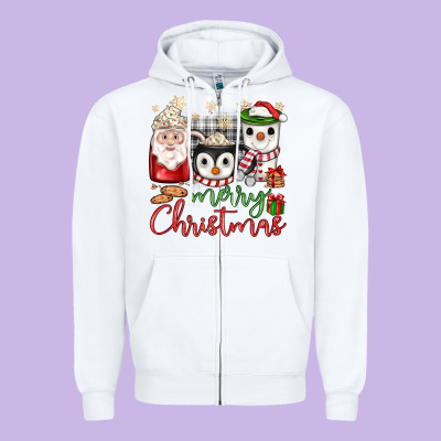 Merry Christmas Coffee Zipper Hoodie Designed By Jahusdesignshop