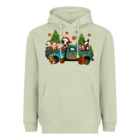 Matcha christmas farm animals truck Heavyweight Hoodie - Jasminsmagicworld