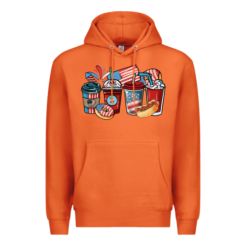 4th Of July Coffee Cups Premium Hoodie by NancyCooperArtShop | Teevron