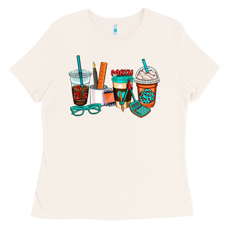 Math Teacher Coffee Cups Ladies Tee by AdoDesignShop | Teevron