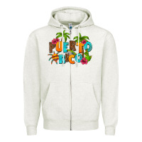 Oatmeal Heather puerto rico Zipper Hoodie - AdoDesignShop