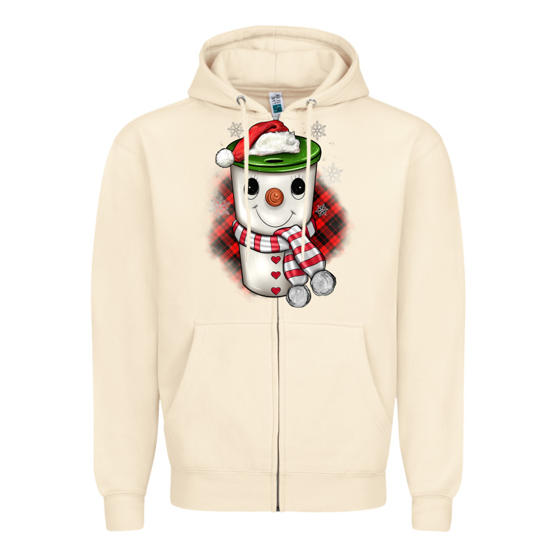 Christmas Snowman Coffee Zipper Hoodie by JahusDesignShop | Teevron