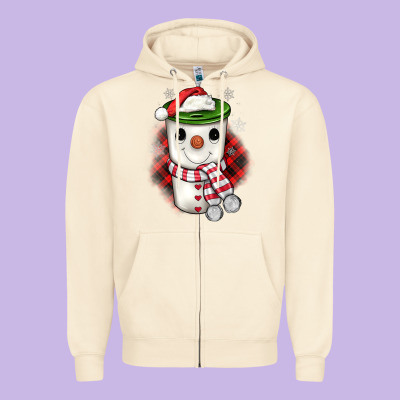 Christmas Snowman Coffee Zipper Hoodie Designed By Jahusdesignshop