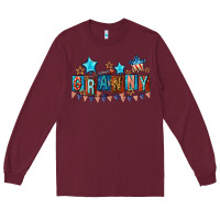 Burgundy American Granny 4th of july Long Sleeve Tee - CowGirlArtShop
