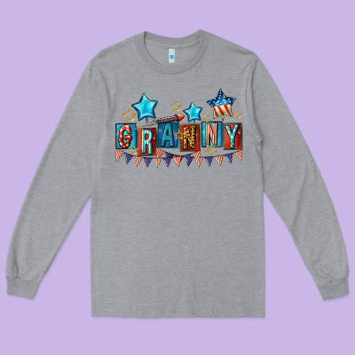 American Granny 4th Of July Long Sleeve Tee Designed By Cowgirlartshop