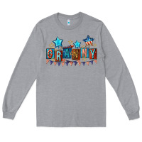 Heather Grey American Granny 4th of july Long Sleeve Tee - CowGirlArtShop