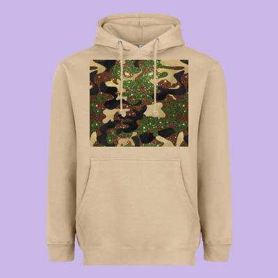 Camouflage Glitter Heavyweight Hoodie Designed By Barkaloodesign