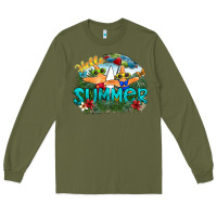 Army Green hello summer Long Sleeve Tee - SublimationCraftShop