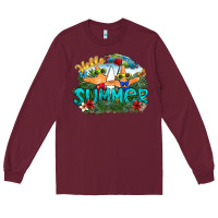 Burgundy hello summer Long Sleeve Tee - SublimationCraftShop