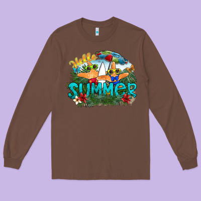 Hello Summer Long Sleeve Tee Designed By Sublimationcraftshop