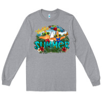 Heather Grey hello summer Long Sleeve Tee - SublimationCraftShop