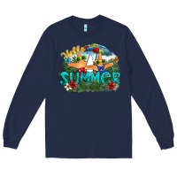 Navy hello summer Long Sleeve Tee - SublimationCraftShop
