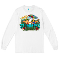 White hello summer Long Sleeve Tee - SublimationCraftShop