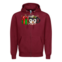 Burgundy Christmas penguin coffee Zipper Hoodie - JahusDesignShop
