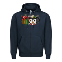 Navy Christmas penguin coffee Zipper Hoodie - JahusDesignShop