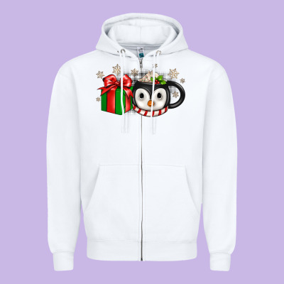 Christmas Penguin Coffee Zipper Hoodie Designed By Jahusdesignshop