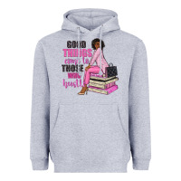 Heather Grey good things come to those who hustle Heavyweight Hoodie - NancyCooperArtShop