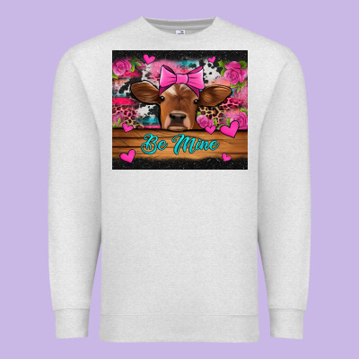 Be Mine Valentine's Day Cow Premium Sweatshirt Designed By Jasminsmagicworld