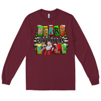 Burgundy merry christmas yall Long Sleeve Tee - CowhideDigitalArt