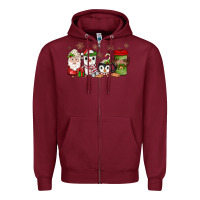 Burgundy Christmas coffee Zipper Hoodie - JahusDesignShop
