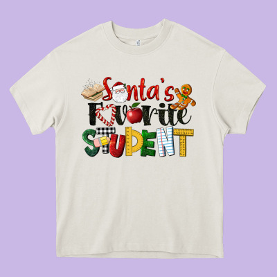 Santa's Favorite Student Christmas Heavy Core Tee Designed By Lillyallendesigns