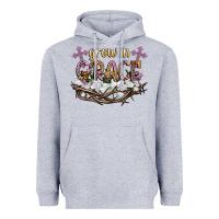 Heather Grey grow in grace Heavyweight Hoodie - NancyCooperArtShop