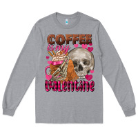 Heather Grey coffee is my valentine skull Long Sleeve Tee - FaDigitalArtStudio