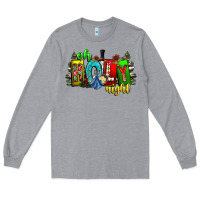 Heather Grey oh holy night Long Sleeve Tee - CowhideDigitalArt