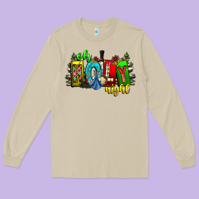 Oh Holy Night Long Sleeve Tee Designed By Cowhidedigitalart