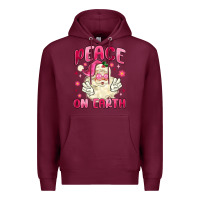 Burgundy peace on earth Premium Hoodie - MaliasSmallBusiness