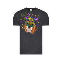 Vintage Black mardi gras  mask beagle Vintage Tee - RanaPortraitStore